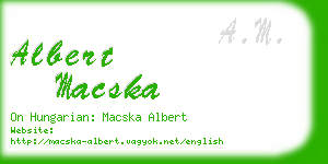albert macska business card